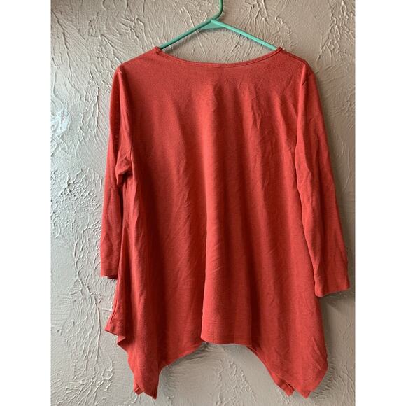 Como Vintage Women's Sweater Size XXL Orange Lace Up V Neck Sharkbite Hem - Picture 3 of 3